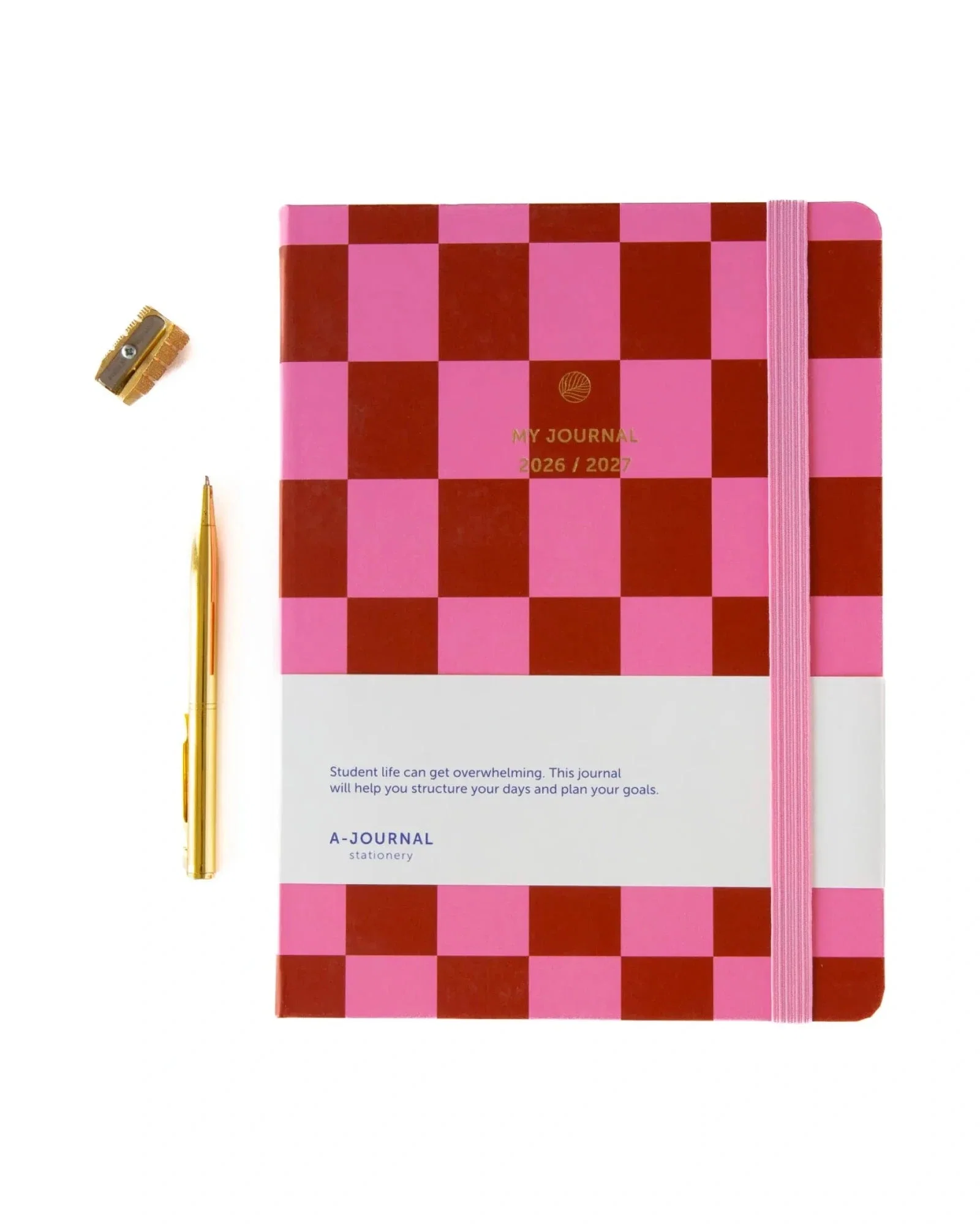A-Journal My Journal Diary 2027 - Pink Red checkered, A6, Taschenkalender 2027