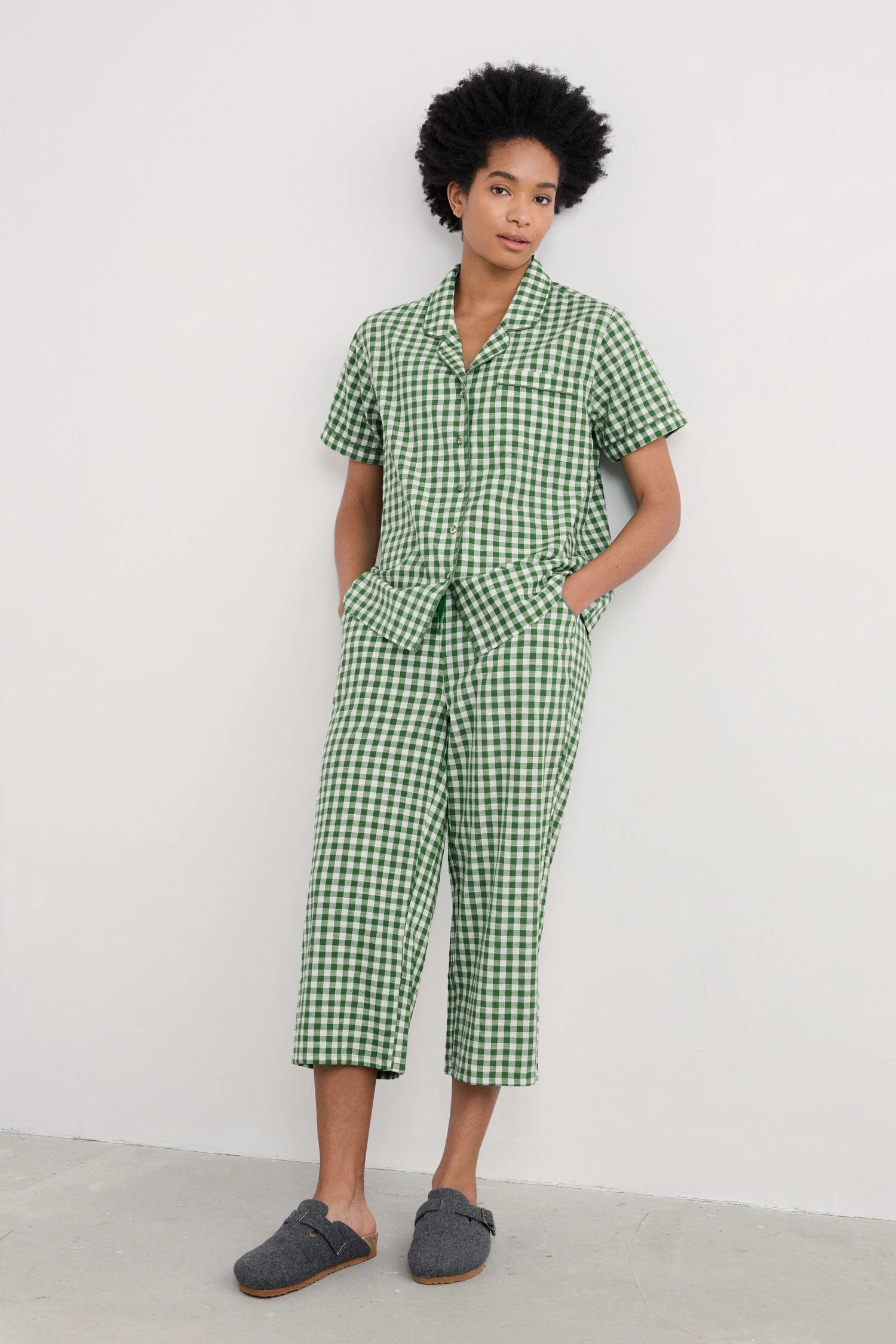 % SEASALT CORNWALL PYJAMA Nesting Bird Short Sleeve Pyjamas, Farbe: Foredeck Frond %