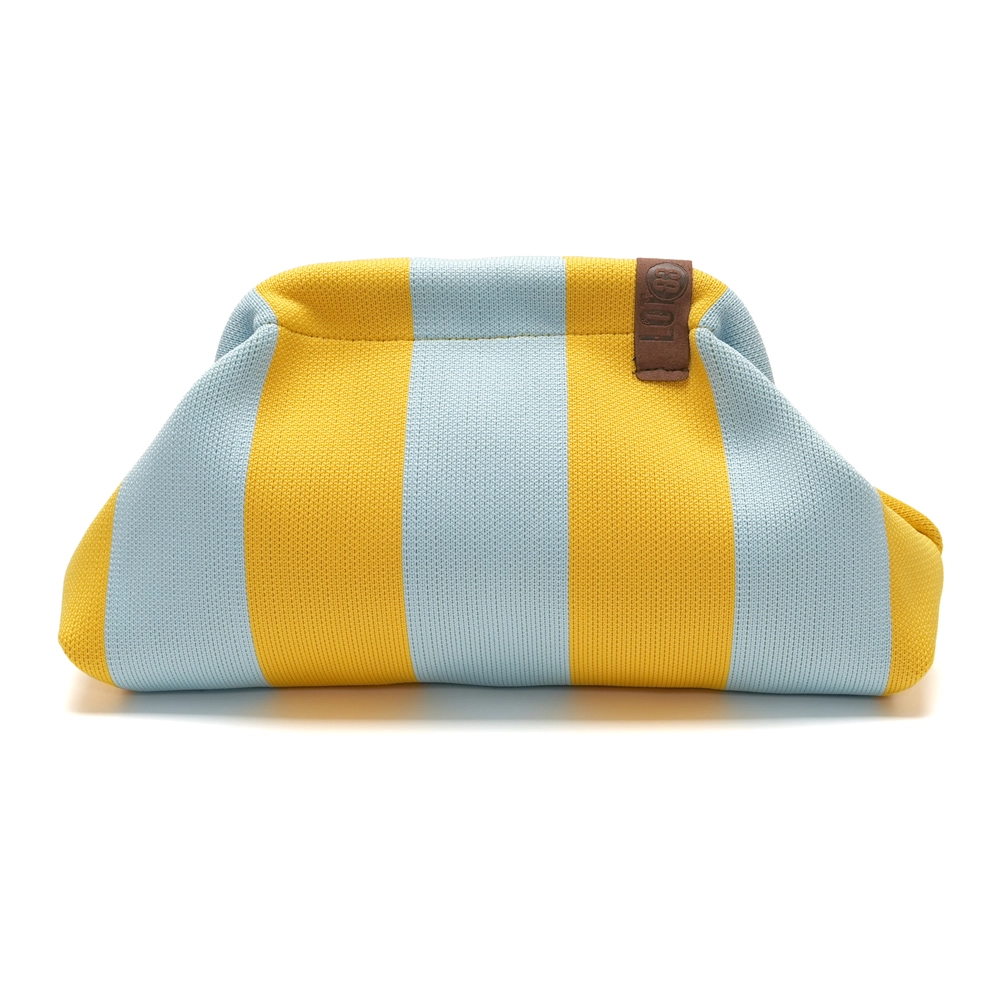 LOT83 Tasche Emma 84, Streifen Gelb-Zartblau,  ca.  20 x 27 cm