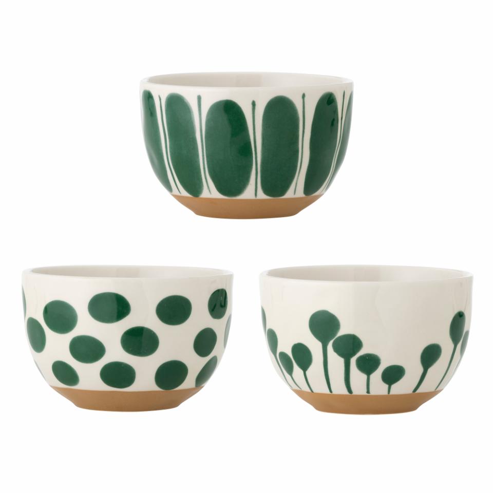 Linora Schale, Grün, Steingut von Bloomingville  , D. ca. 12,5 cm , pro Stück