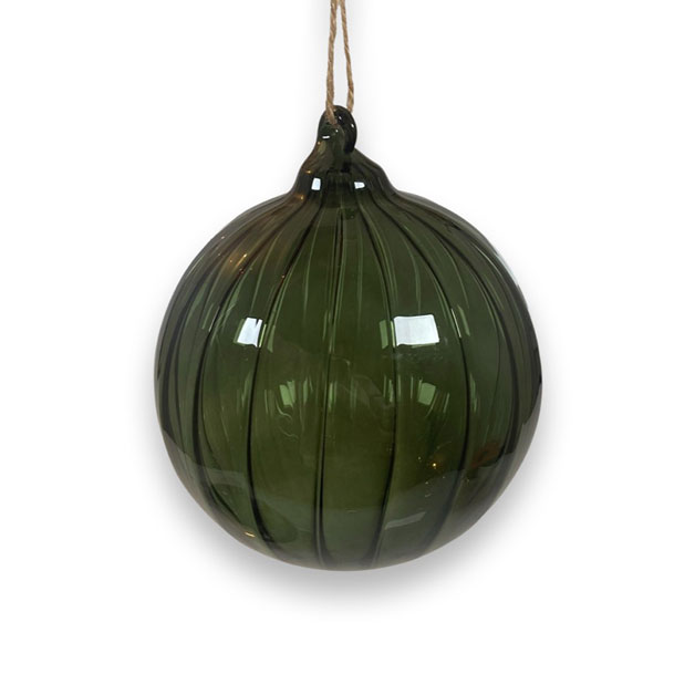 Weihnachtskugel Glasöse gedreht, transparent dunkelgrün, ca. 10 cm
