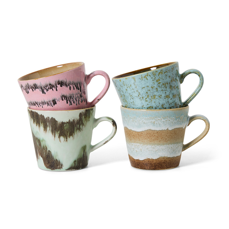 HKliving 70's Cappuccino-Becher, TIDE, Siebziger Jahre Geschirr, Keramik, Tasse