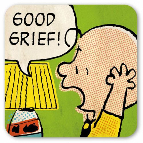 The Peanuts Untersetzer für Gläser,  10 x 10 cm,  Charlie Brown - Good Grief
