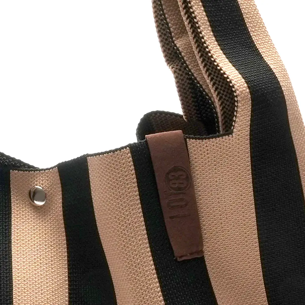 LOT83 Shopper Lois 24, Streifen Schwarz-Beige, ca.  45 x 35 cm