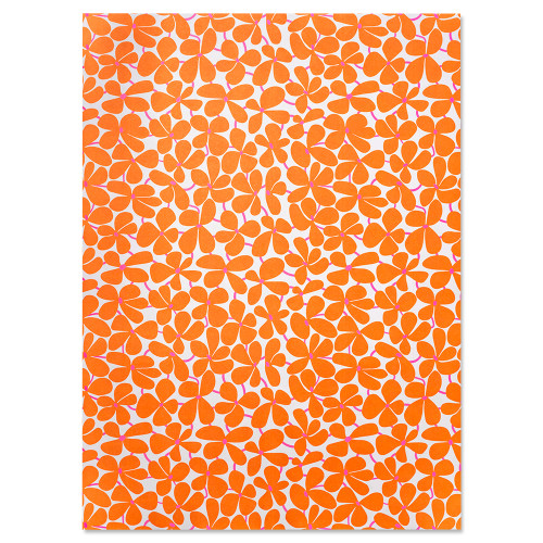 Geschenkpapier Stig Lindberg Orange Blüten/ Ballets, ca. 50 x 70 cm, 1 Papierbogen