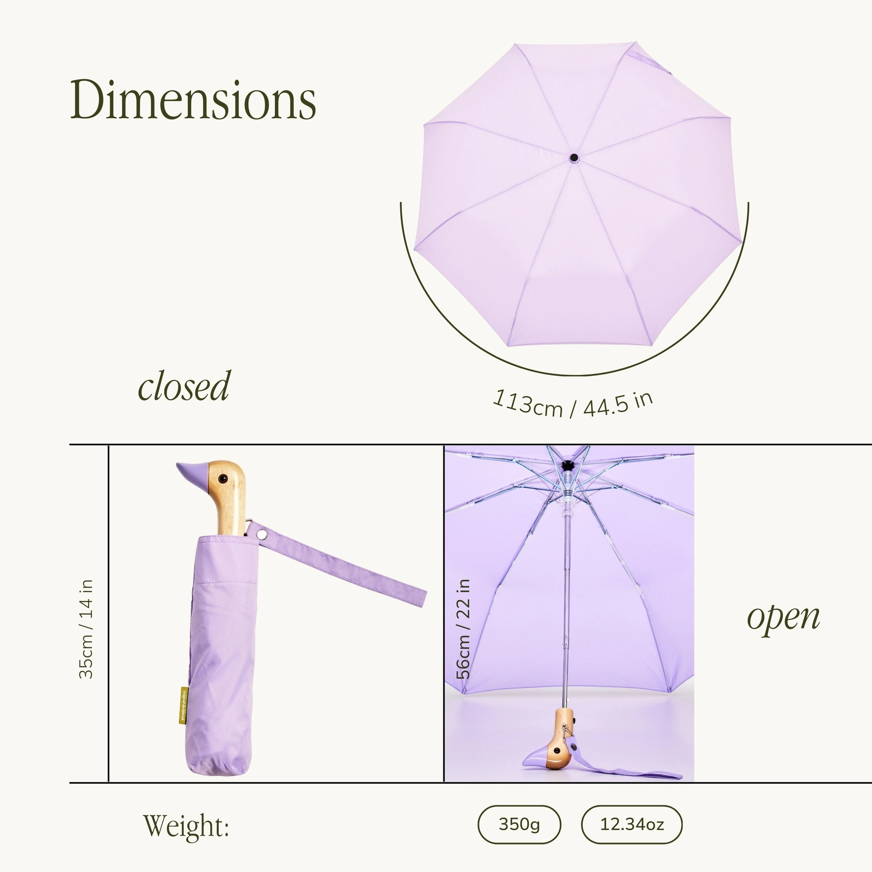 Regenschirm Original Duckhead Macaron Lila, Eco-Friendly Umbrella , Umweltfreundlicher Duckhead-Regenschirm