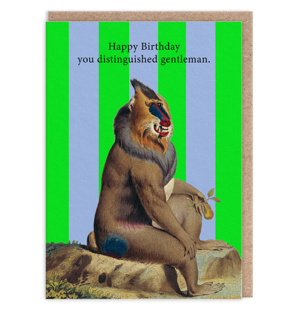 OH DEER Grußkarte Distinguished Gentleman, Geburtstagskarte Streifen Pavian