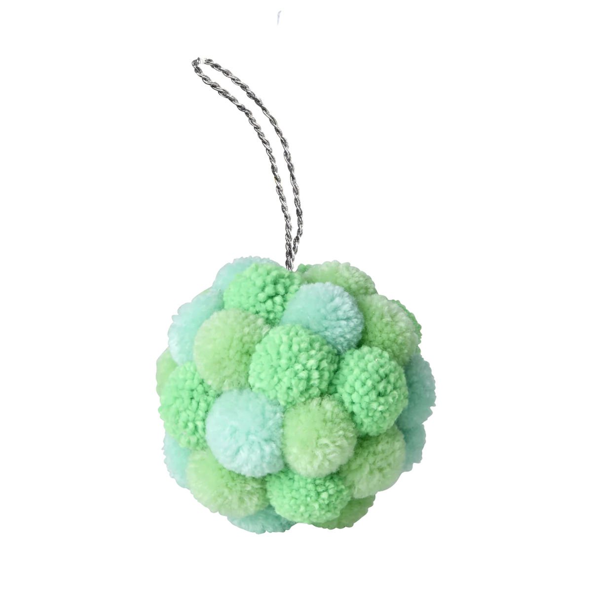 Rice Weihnachtsanhänger Pompom Grün, D. ca. 8 cm, Acryl Wolle 