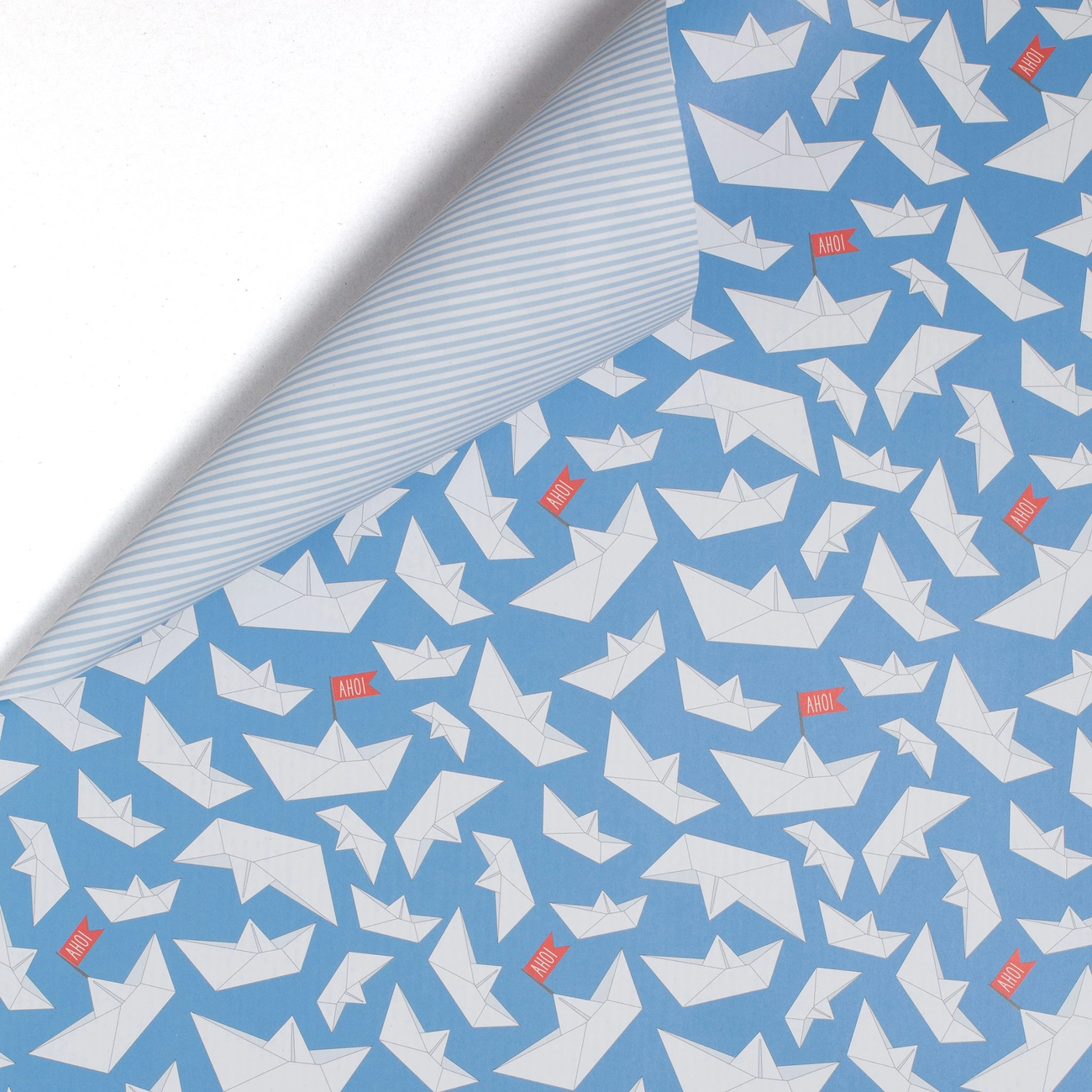 Geschenkpapier Faltboote blau, zweiseitiges Recyclingpapier ca. 67 x 48 cm , beidseitig bedruckt