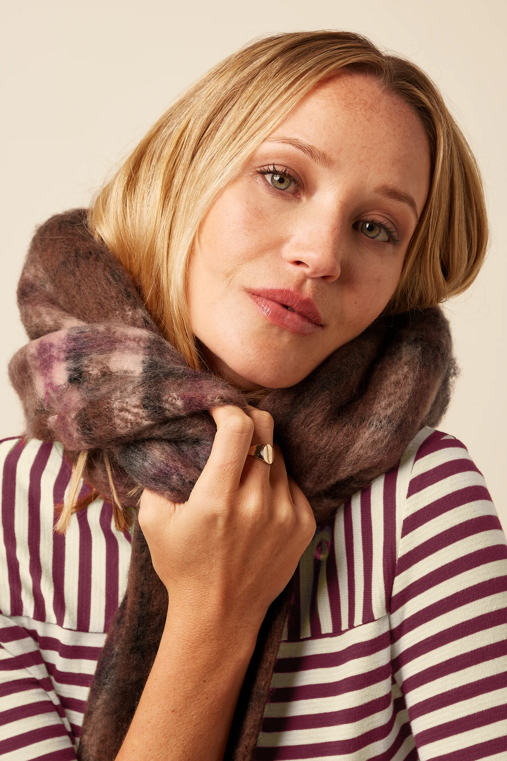 King Louie Schal Check Scarf, Farbe Rum Brown