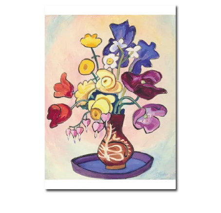 Gabriele Münter Postkarte " Bunter Strauß in brauner Vase, 1952"   Kunst