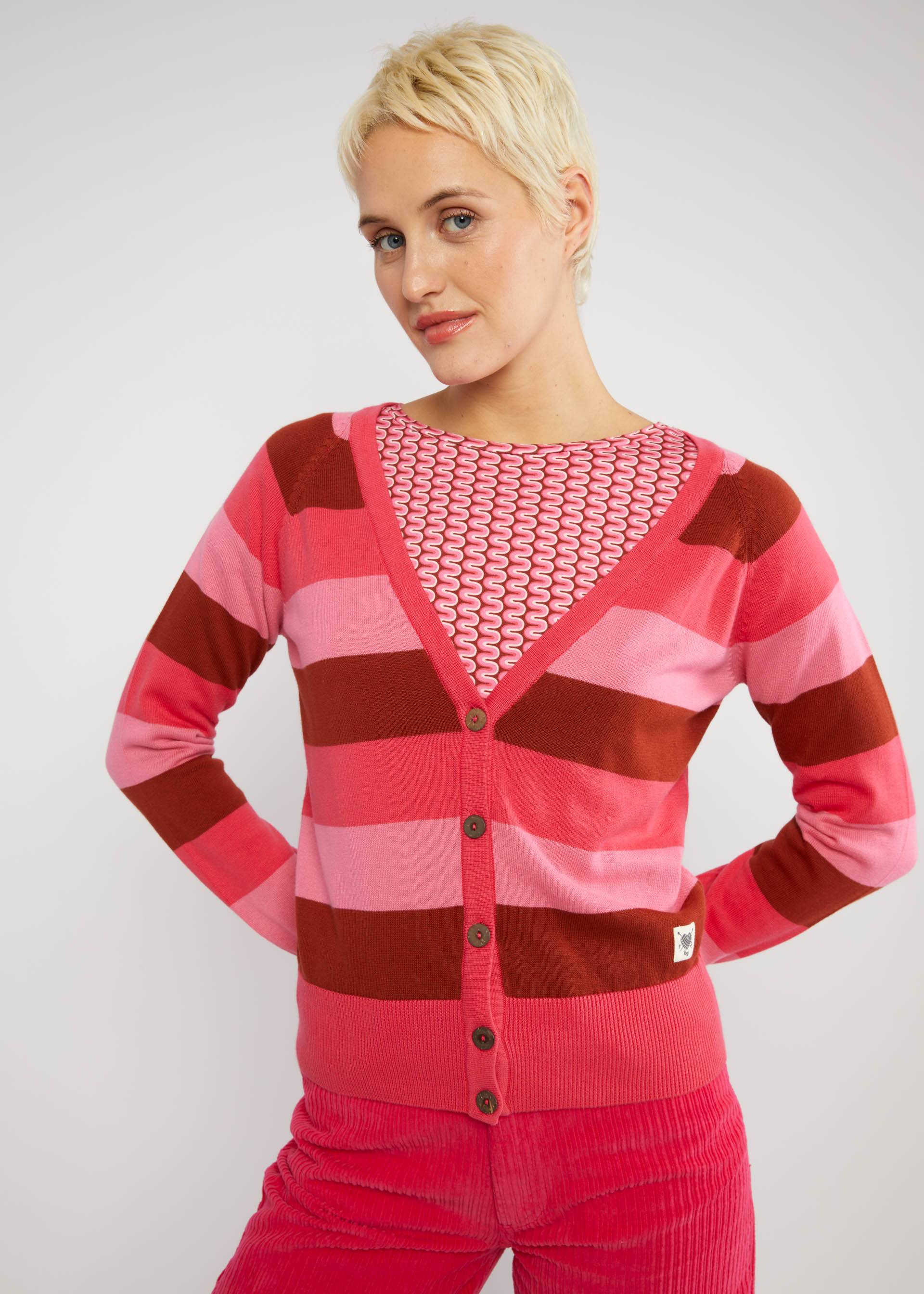 % Blutsgeschwister Cardigan Bright Side of Life, Strickjacke, Muster: red flirty stripes