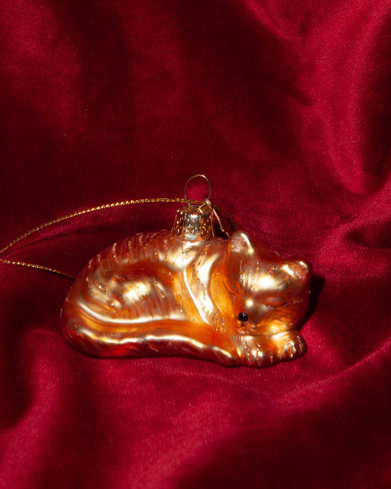 Weihnachtskugel Katze schlafend, Glas, Höhe ca. 3,5 cm