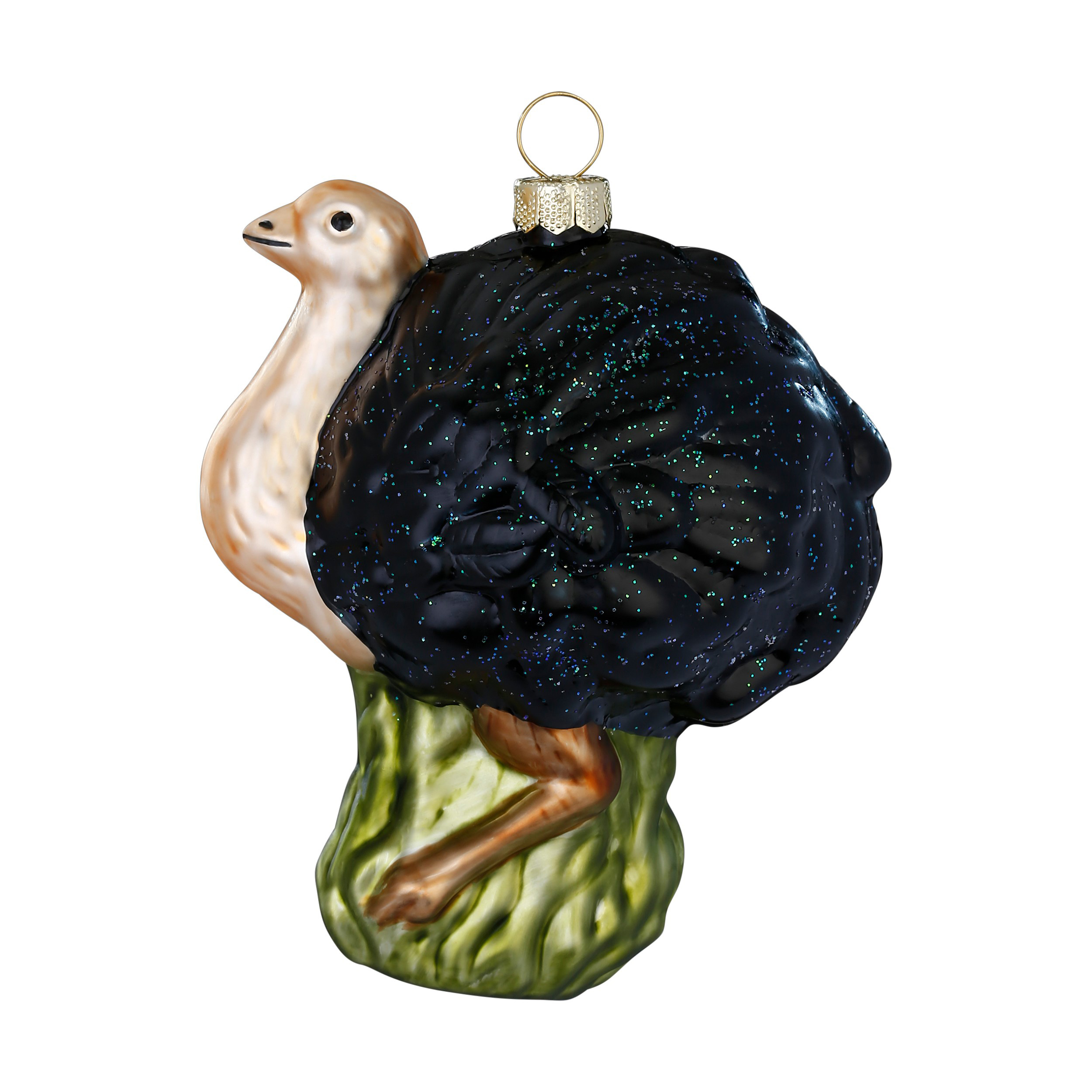 Inge Glas Christbaumkugel Vogel Strauß, Glas, ca. 9,5 cm