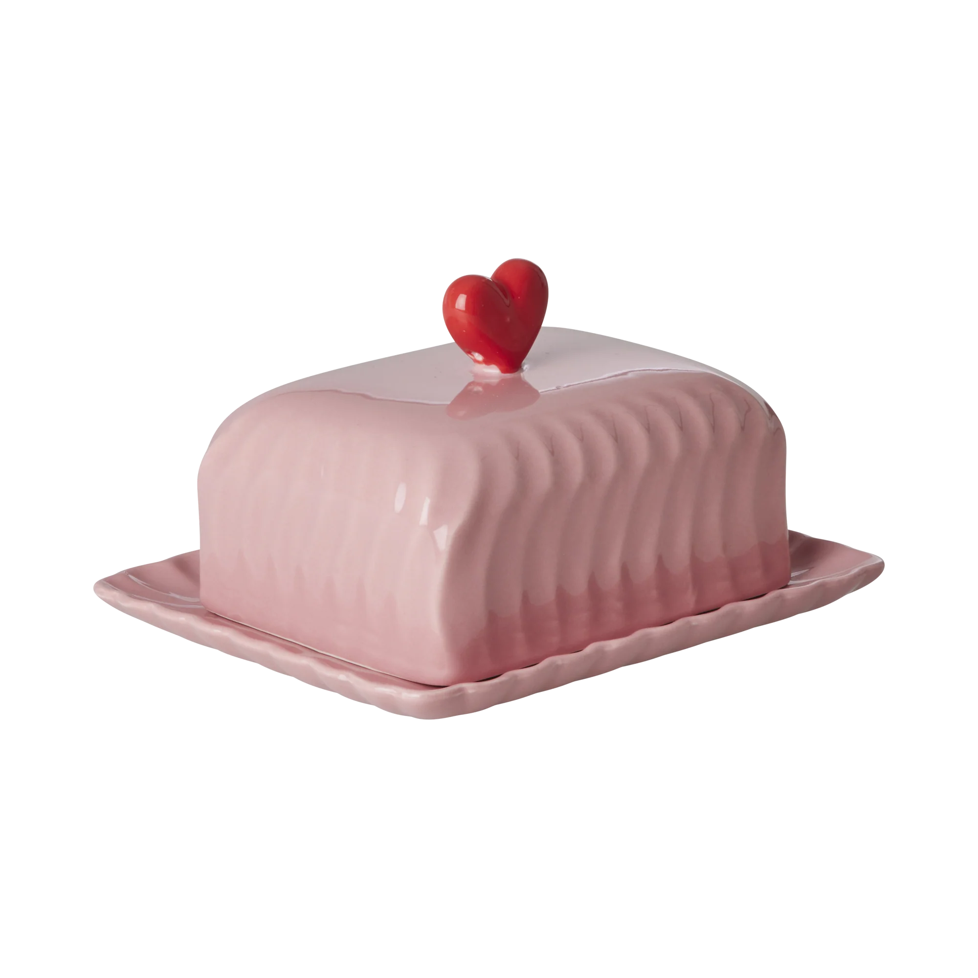 Rice Butterdose mit Herz, Pink, Keramik 