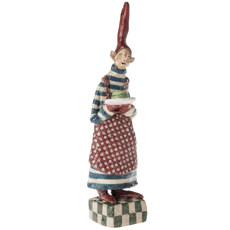 Maileg Noilly Noël no. 34, Weihnachtsfigur , Weihnachtswichtel mit roter Schürze mit weissen Tupfen