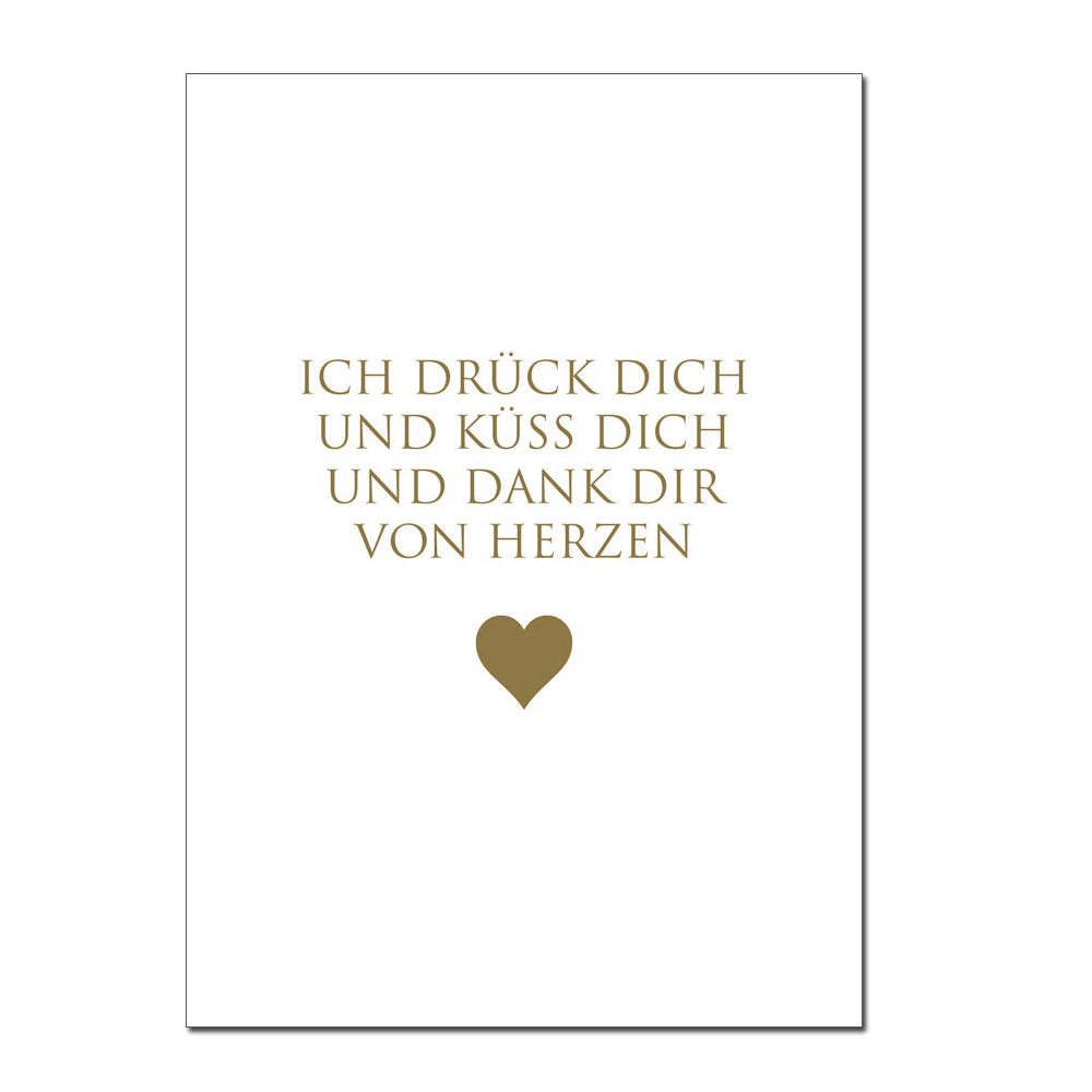 Wunderwort Postkarte "Ich drück‘ dich und küss dich und dank' dir von Herzen"