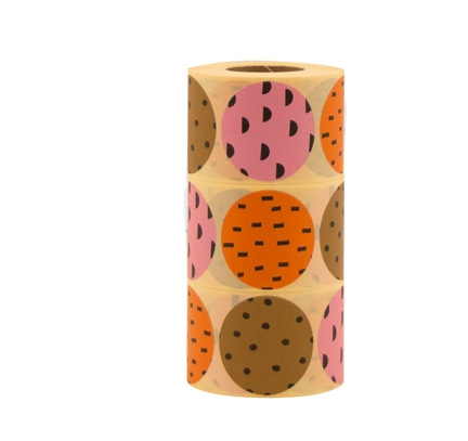 Sticker von Sticky Lemon, 3er Set, D. 5 cm , 3 Klebeetiketten Mix orange, pink und braun