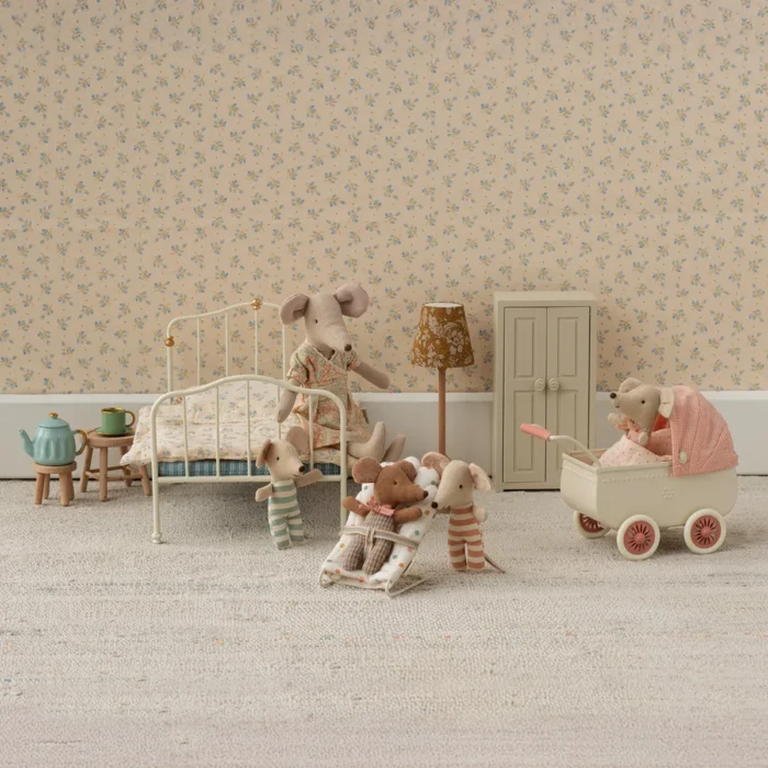 Maileg Kinderwagen, Maus - Koralle