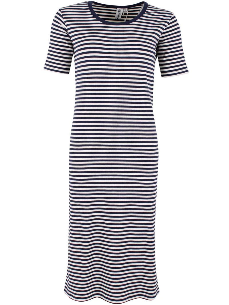 % Danefae Danicon Sommerkleid Navy/Chalk , gerippt, Streifen