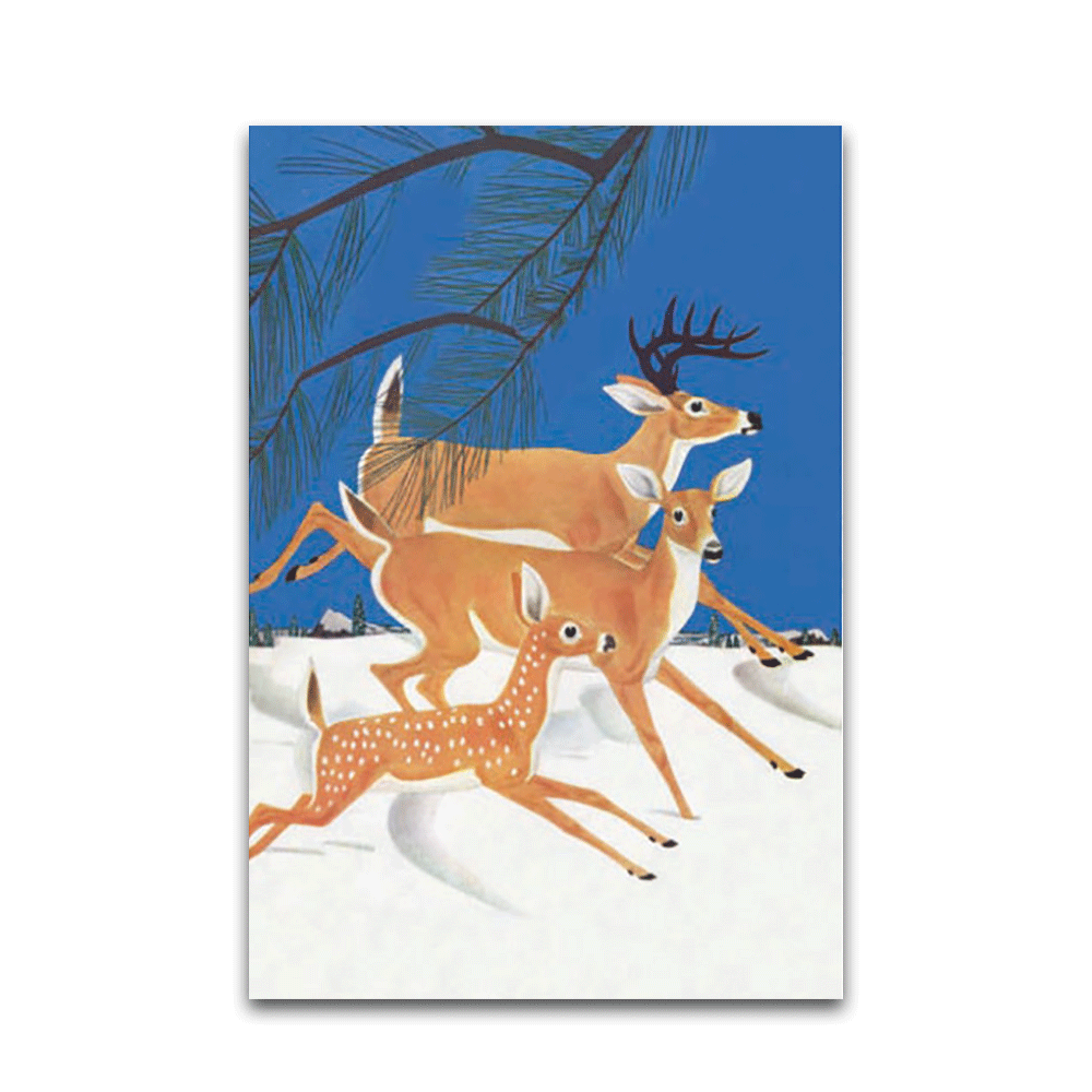 Postkarte -XMAS Rehe im Winter
