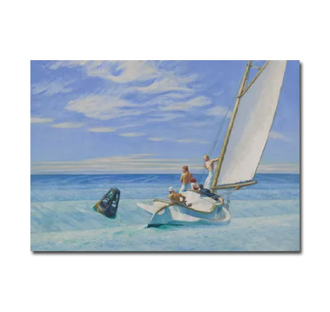 Edward Hopper Postkarte "Dünung/ Ground Swell, 1939"  Segelboot, Kunst