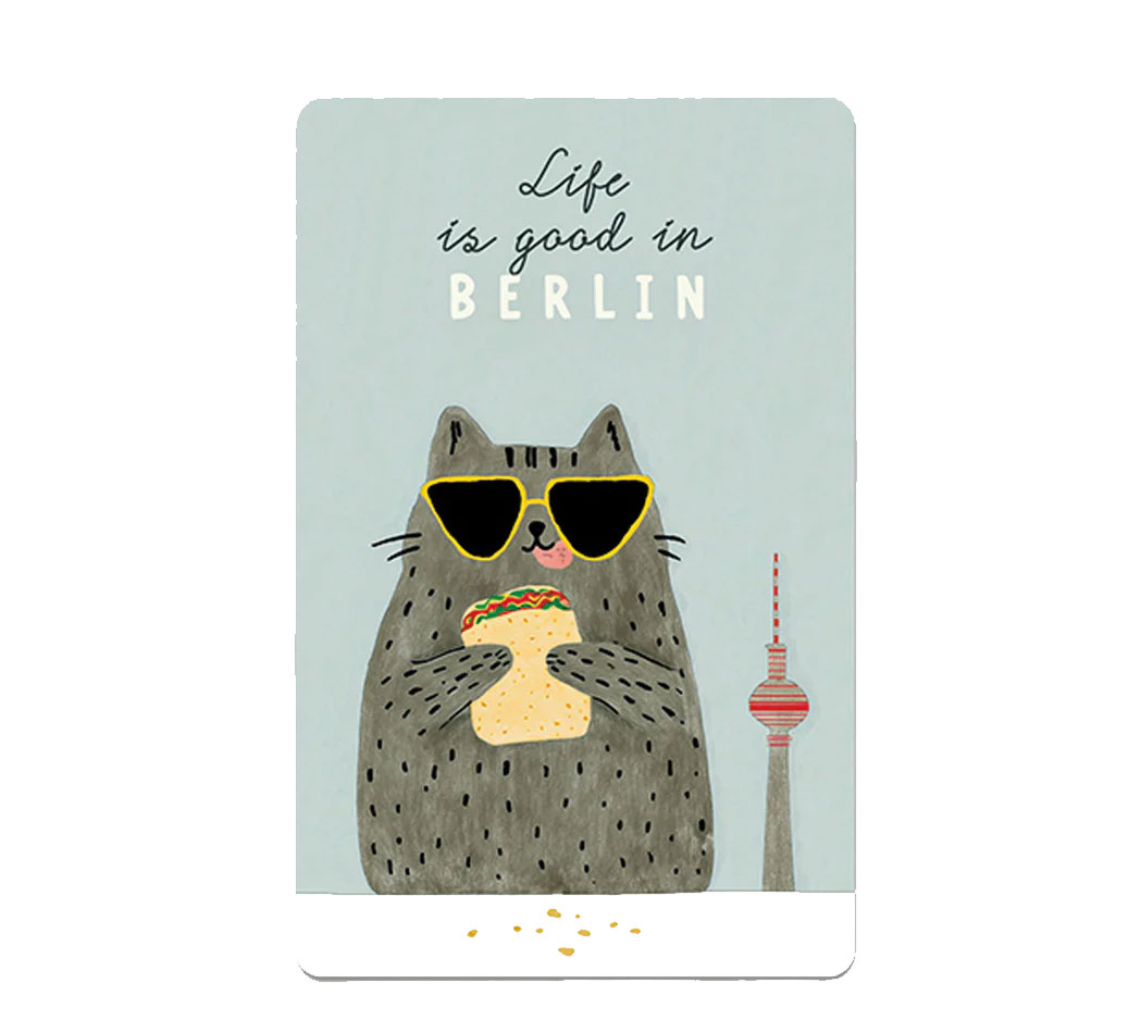 Lunacard Postkarte Berlin  Katze " Life is good in BERLIN"