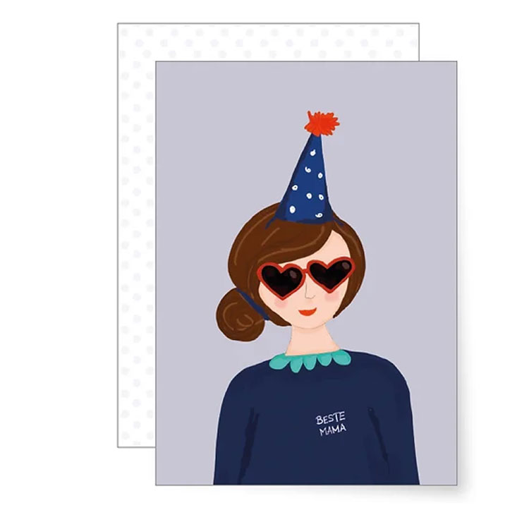 MIAO Postkarte   "Beste Mama" Muttertag, Holzschliffpappe