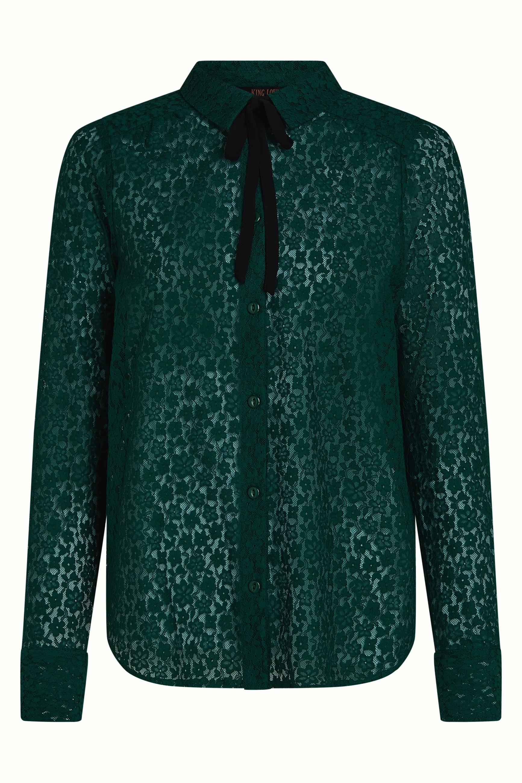 King Louie Elia Blouse Liana Lace, Farbe Botanical Green - Liana Lace, Bluse