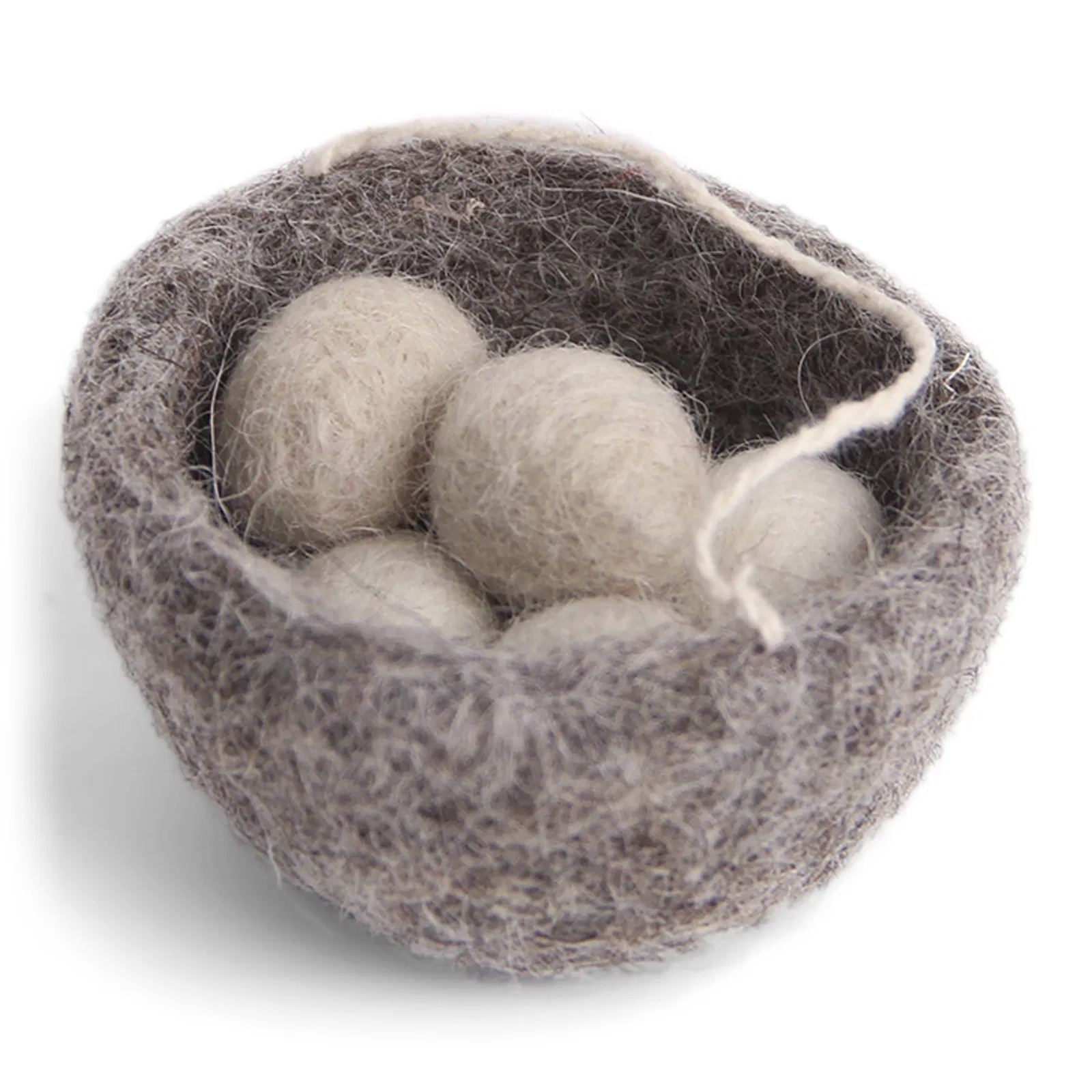 Gry & Sif Filz Anhänger Nest mit natur Eiern, Nest w/Beige Eggs, Fair Trade 