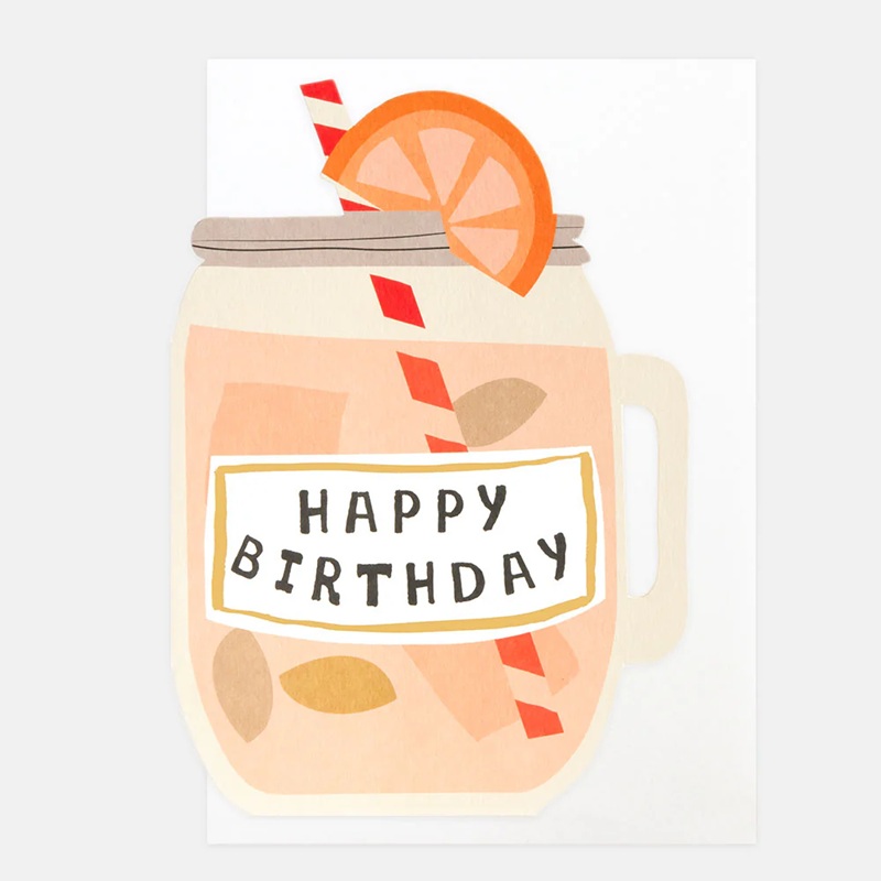 Caroline Gardner Doppelkarte Cocktail In Mason Jar Birthday Card, LIT017, Geburtstagskarte 