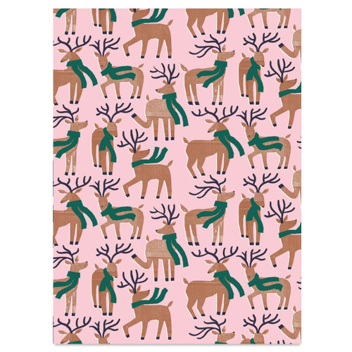 Geschenkpapier Weihnachten " Dancing Reindeers" von U Studio, ca. 50 x 70 cm, 1 Papierbogen  