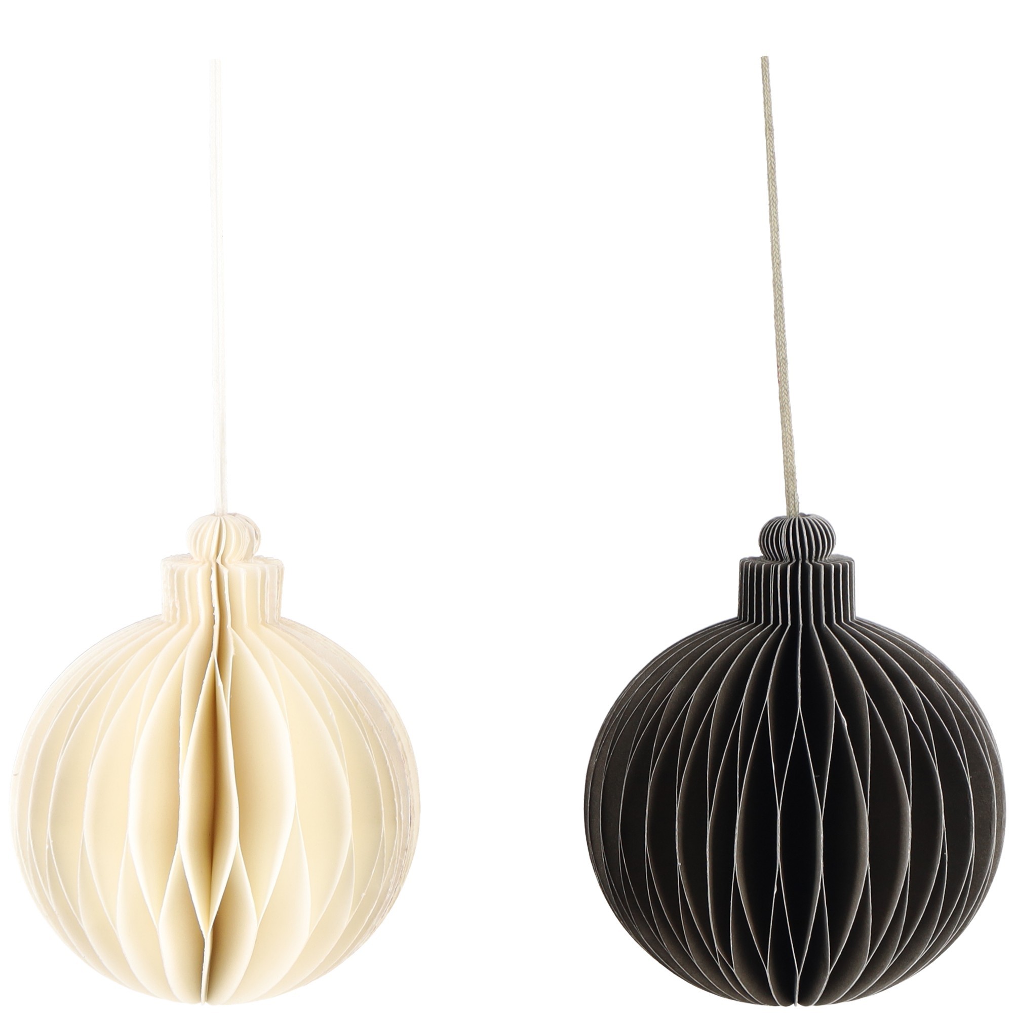 % Papier Ball "Dacia" zum Hängen, creme,  D. ca. 8,5 cm, Weihnachtskugel Papier  