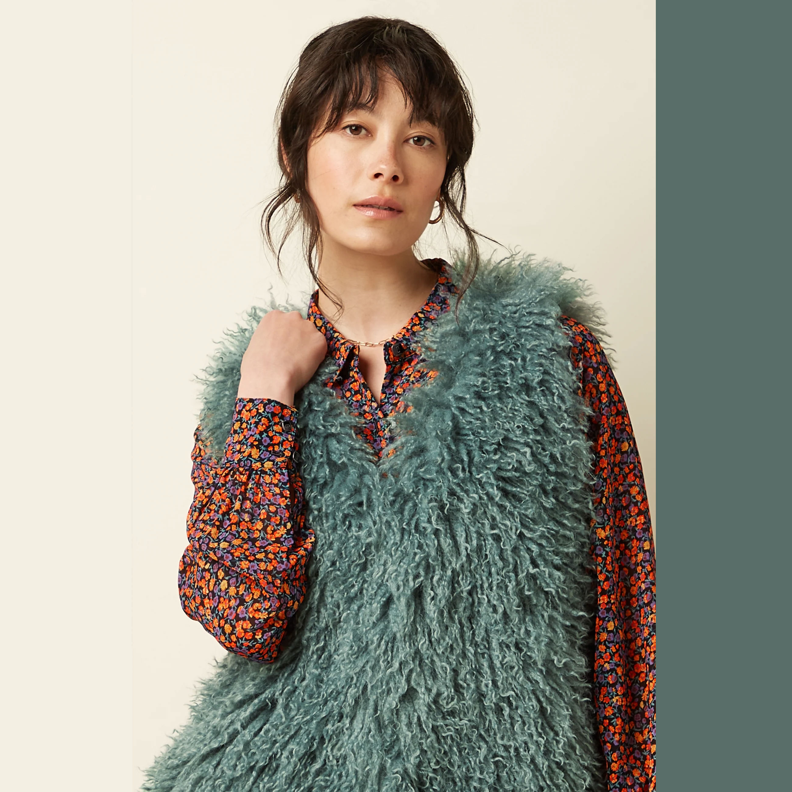 % King Louie Cilla Gilet Empire, Farbe Silver Green - Empire, Fellweste, Kunstfell