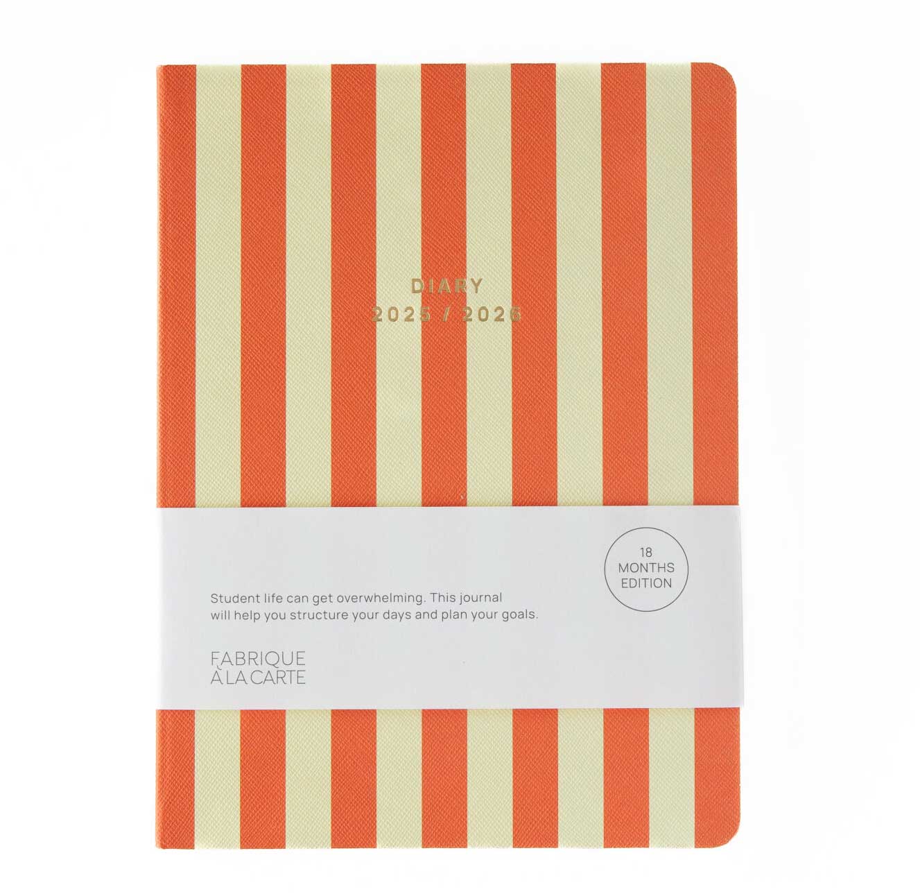 A-Journal My Journal school Diary 2025/2026 STRIPED Orange,  ca. 21,5 x 16 cm Schulkalender 2025/2026 Orange gestreift