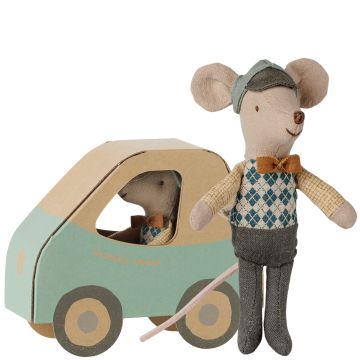 Maileg Fahrer-Maus, kleiner Bruder, Maus als Autofahrer