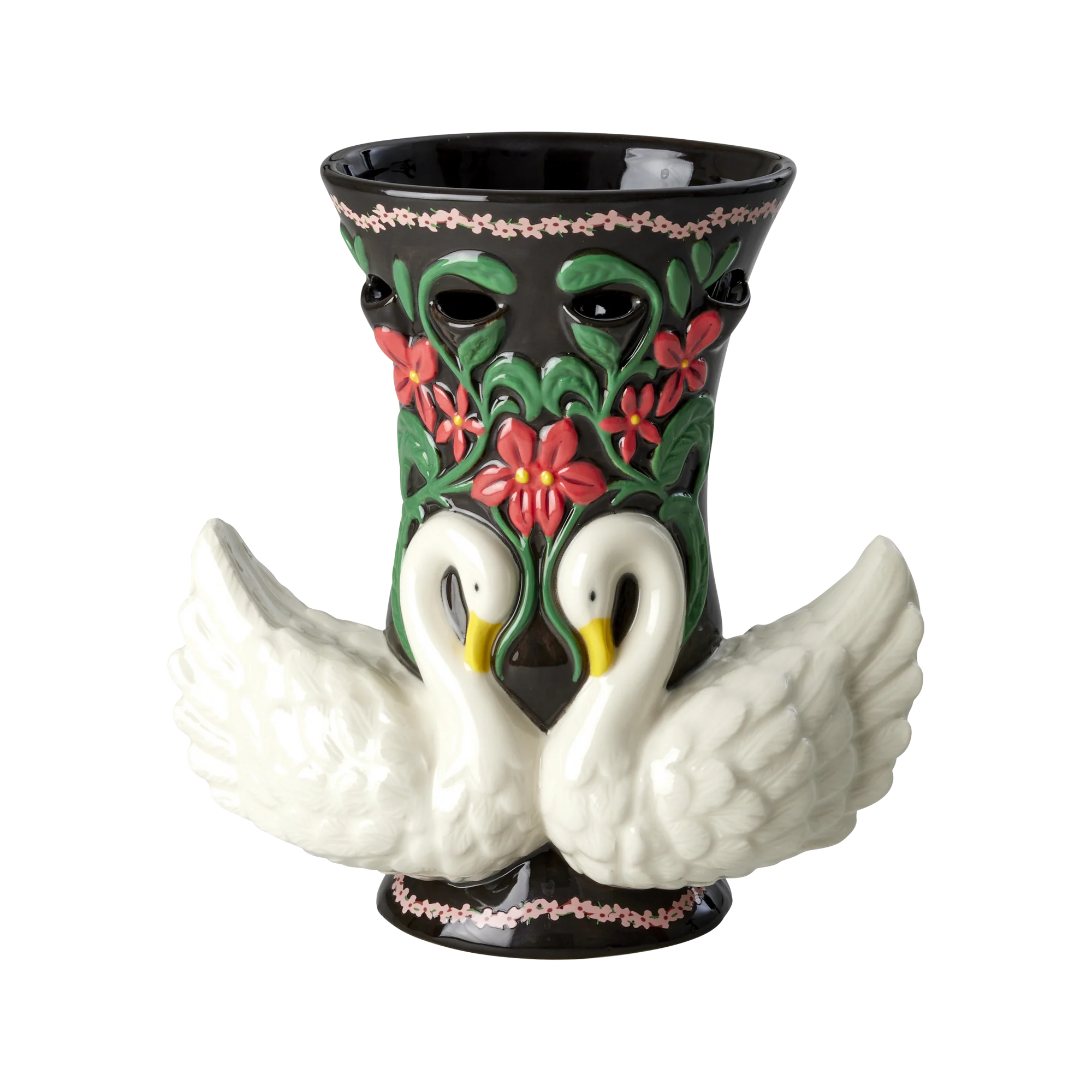 Rice Vase Schwan Keramik, Braun von RICE, Höhe ca. 32 cm