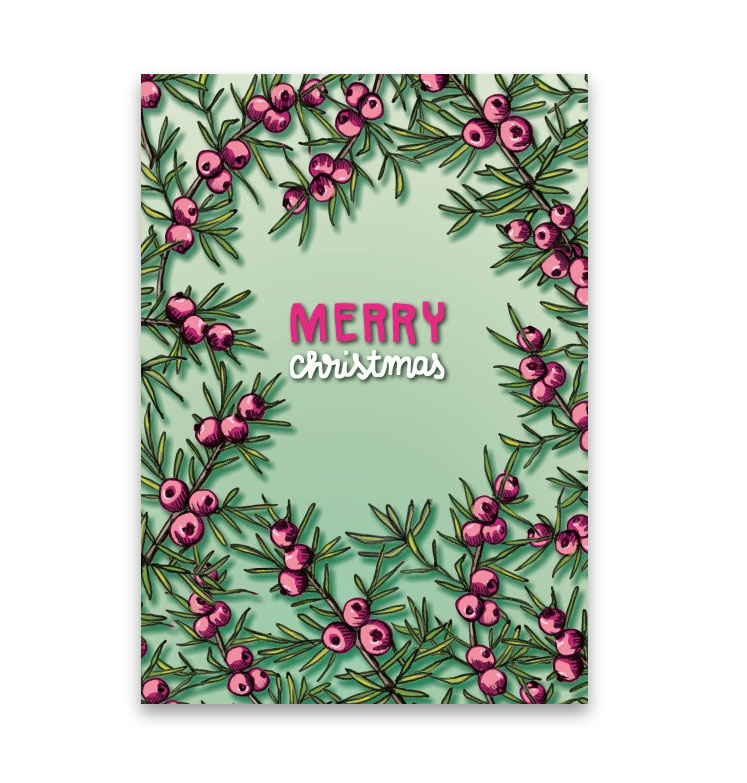 Illi Postkarte LIMU, Merry Christmas von illi , Holzschliffpappe
