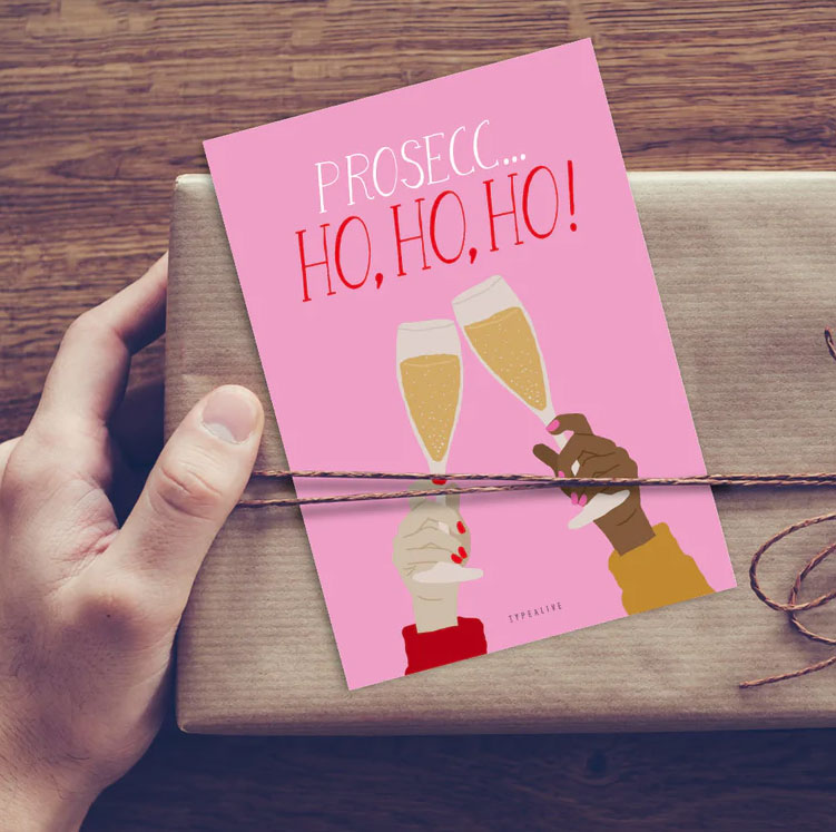 Typealive XMAS Postkarte "Prosecc-Ho-Ho-Ho"