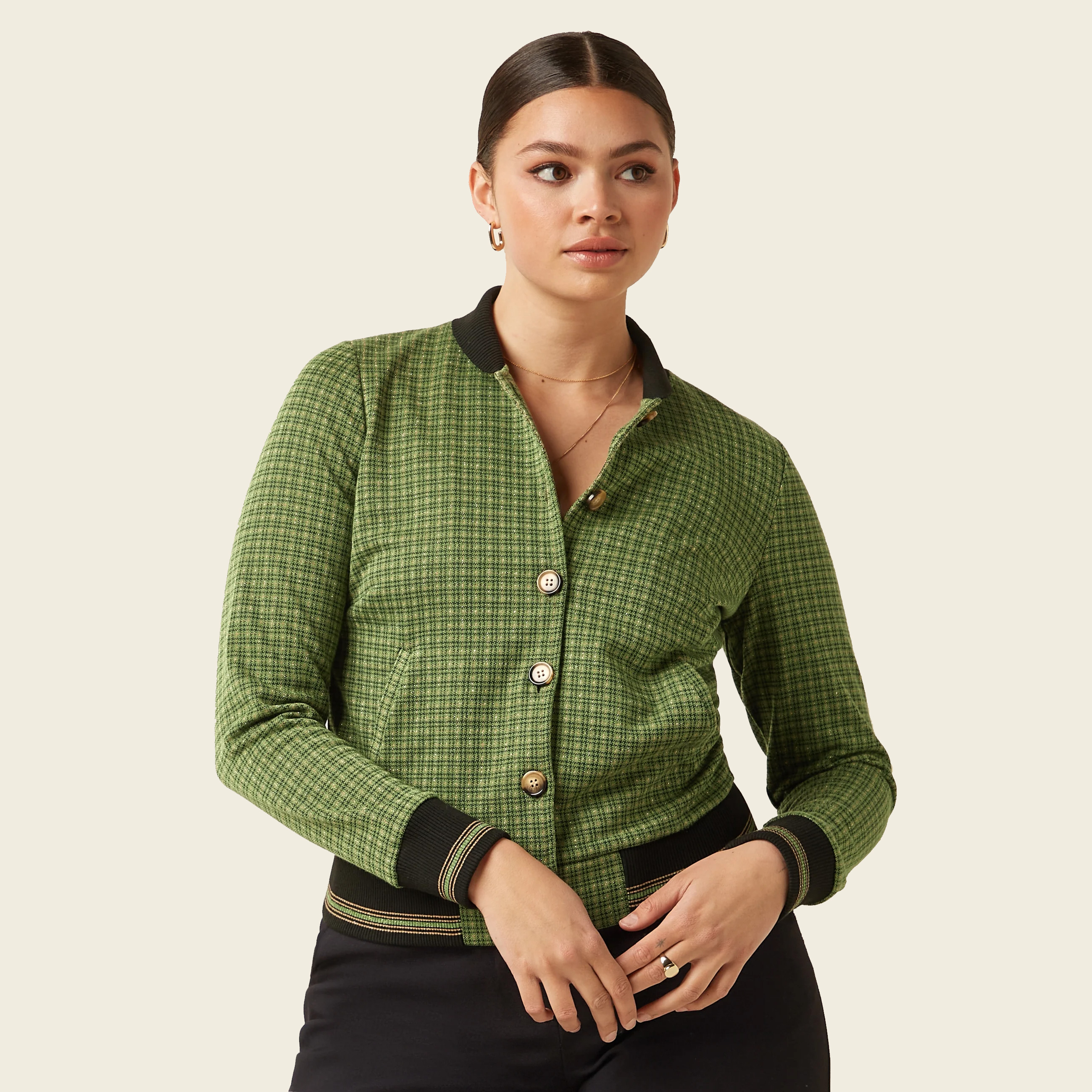 King Louie Cleo Jacket Ivy Check, Farbe Guacemole Green - Ivy Check