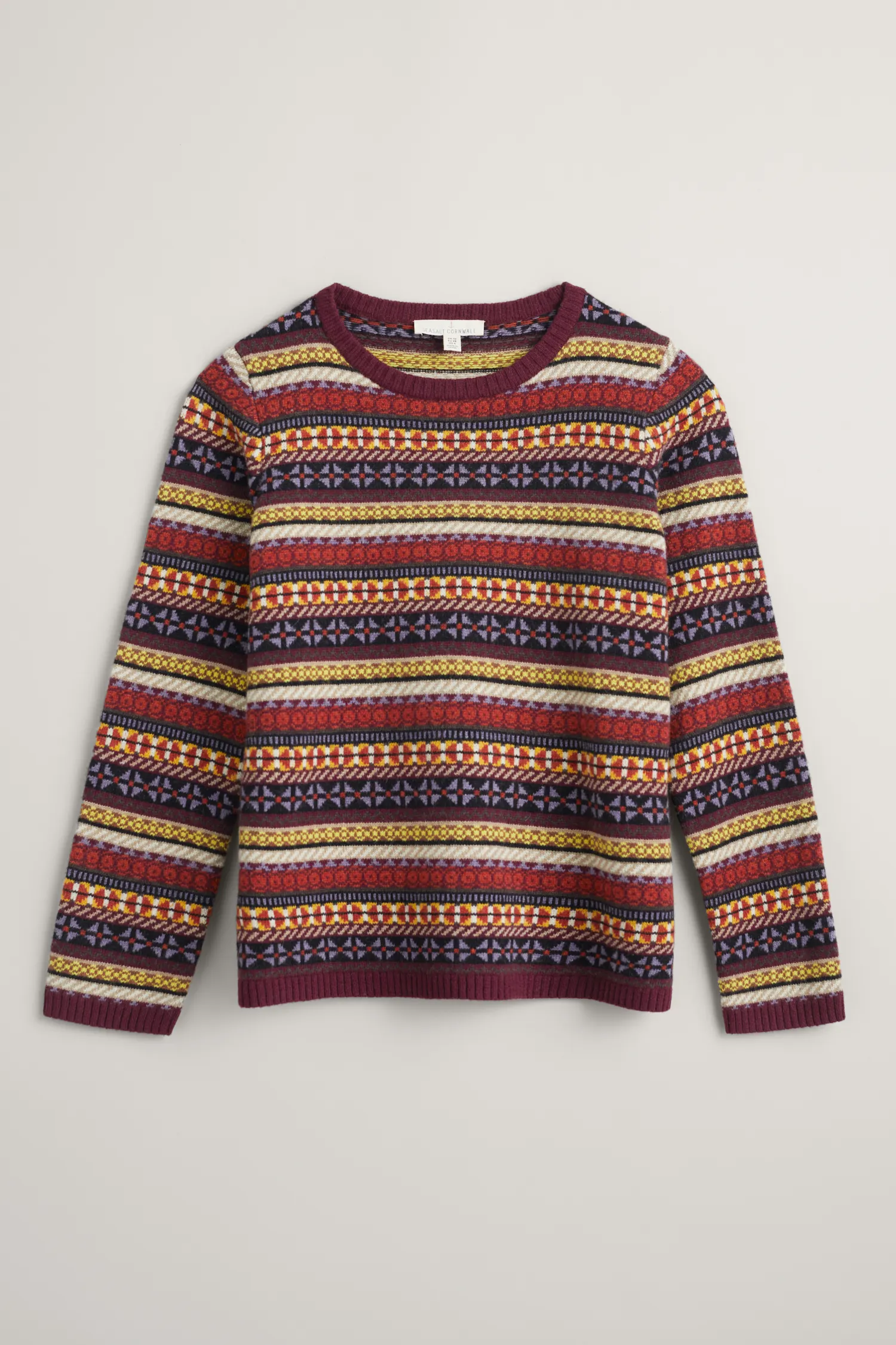 SEASALT CORNWALL Pullover Percella Cove Fair Isle Jumper, Float Burnt Wood Multi