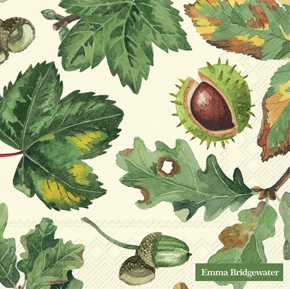 Papierservietten TREES AND LEAVES cream von Emma Bridgewater  , 33  x 33 cm, Lunchservietten von IHR   , Kastanien