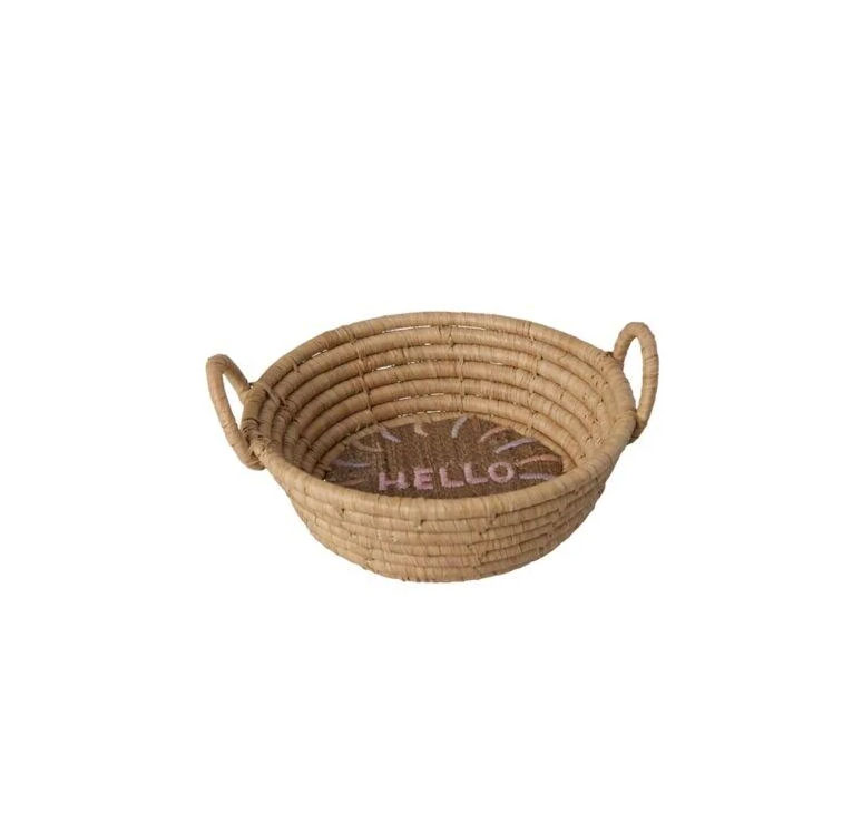 Rice Mini Korb Hello, Raffia Korb oval, , ca. 9x9x4,5 cm