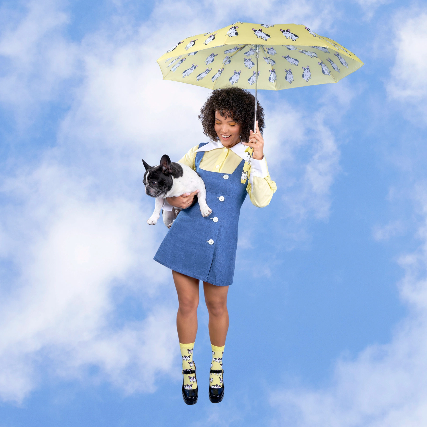 Regenschirm Original Duckhead Coucou Suzette - Gelber Frenchie - Hundeschirm Französische Bulldogge Compact Duck Umbrella
