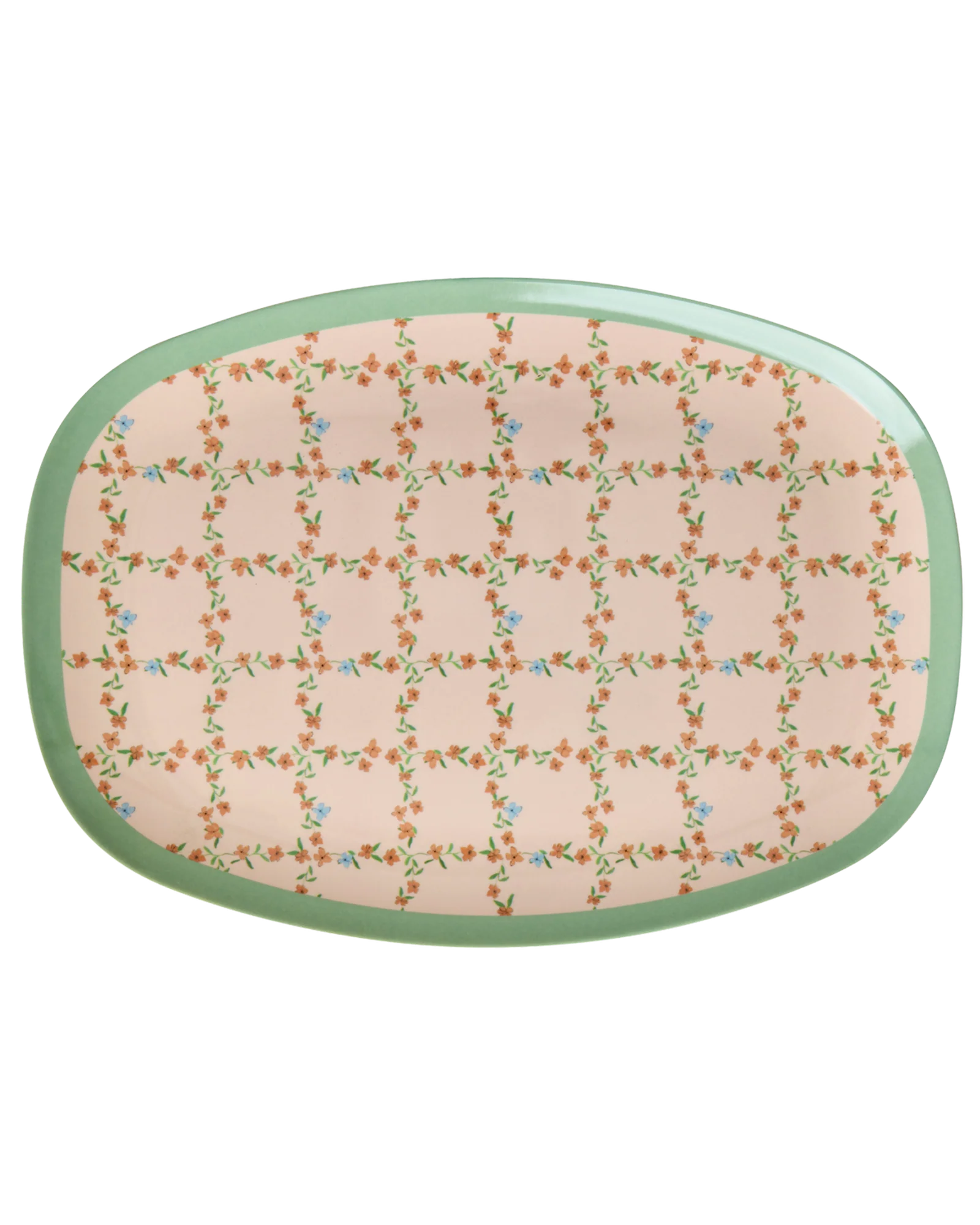 Rice Melamin Teller Rechteckig  groß Checkered Stencil Print, ca. 22 x 30 cm