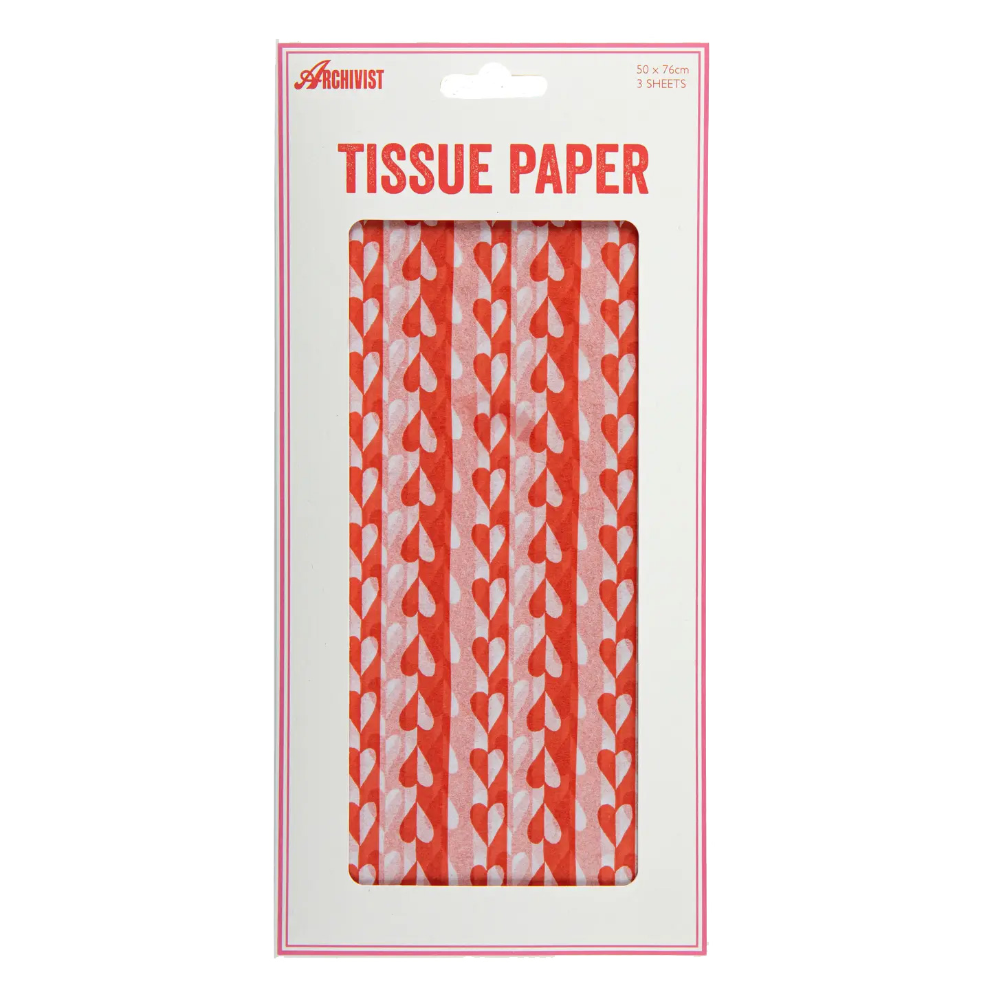 Archivist Gallery Seidenpapier "Sweetheart Stripe"  von Archivist Gallery , ca.50 x 76 cm, 3 Bögen, Herzen