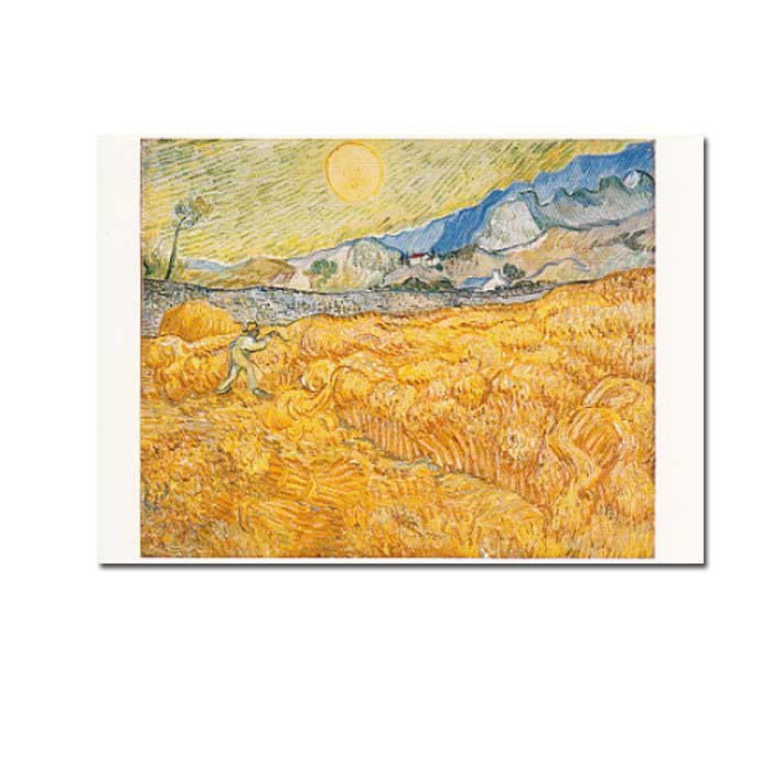 Postkarte Vincent van Gogh " Die Ernte, Kornfeld mit Schnitter, 1889  "    Kunst