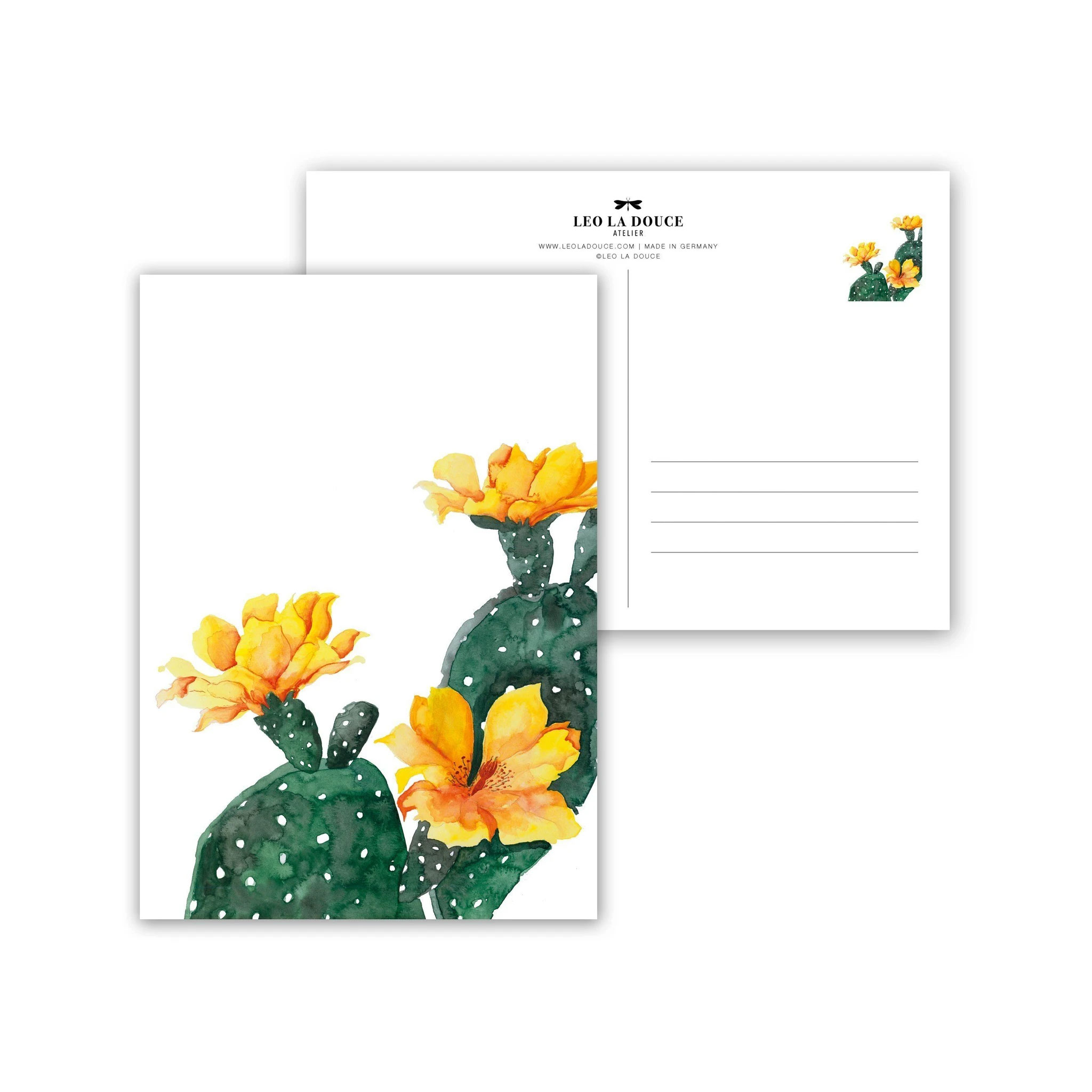 Leo la Douce Postkarte – YELLOW CACTUS FLOWER, Kaktus Blüte