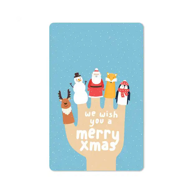 Lunacard Postkarte Weihnachten Finger hats