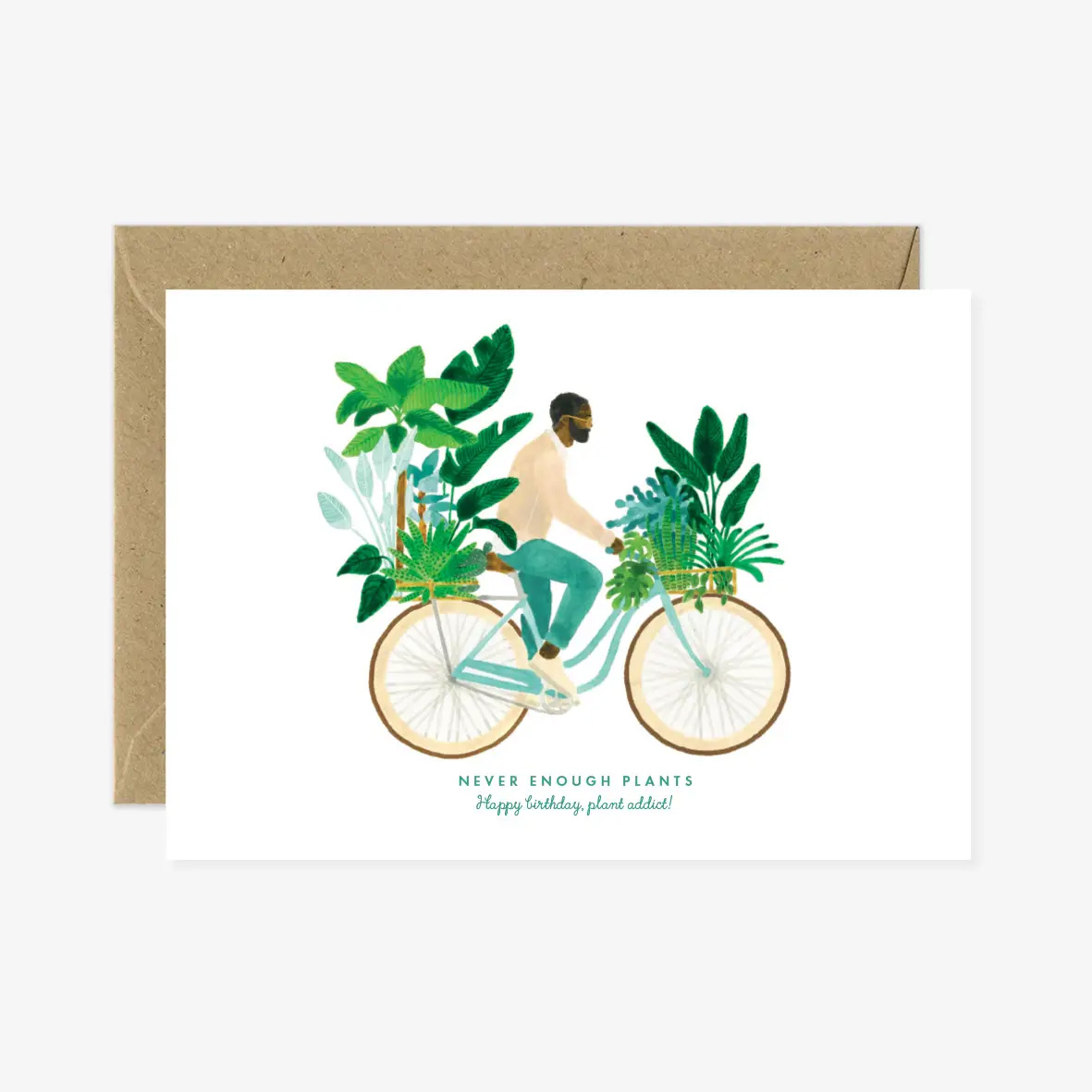 Grußkarte Fahrrad & Junge & Pflanzen mit Umschlag von  ALL THE WAYS TO SAY   